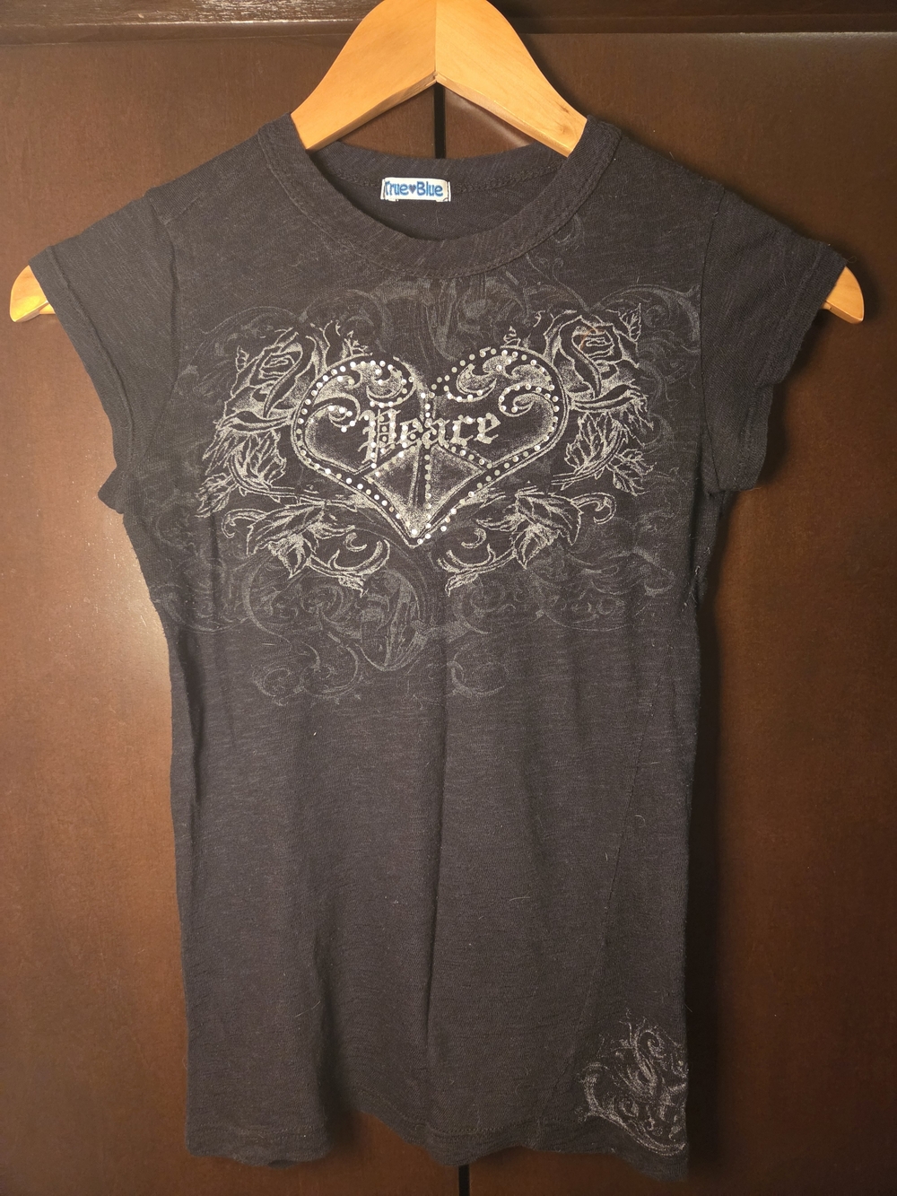 Black Graphic Heart Tee W